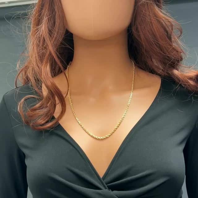 10K Yellow Gold 3mm Diamond-Cut Rope Chain (Solid Links) 18"-28"