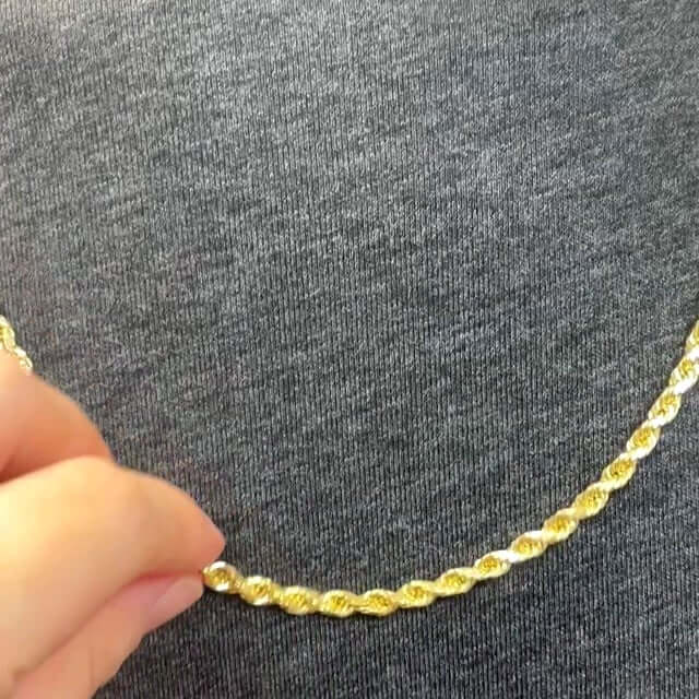 10K Yellow Gold 4.5mm Diamond-Cut Rope Chain (Solid Links) 18"-28"