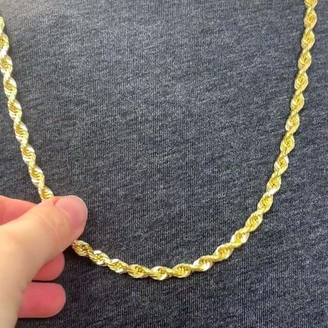 10K Yellow Gold 5mm Diamond-Cut Rope Chain (Solid Links) 18"-28"