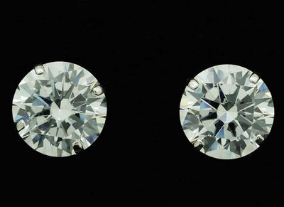 4CTW CZ 14K White Gold Round-Cut Push Back Stud Earrings 8mm