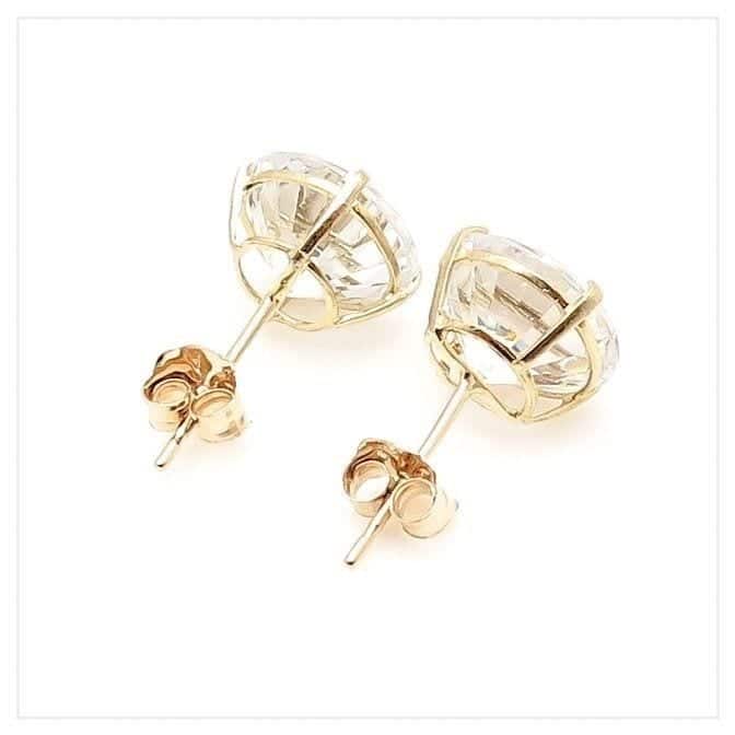 4Ct CZ 14K Yellow Gold Brilliant Push Back Stud Earrings 8mm