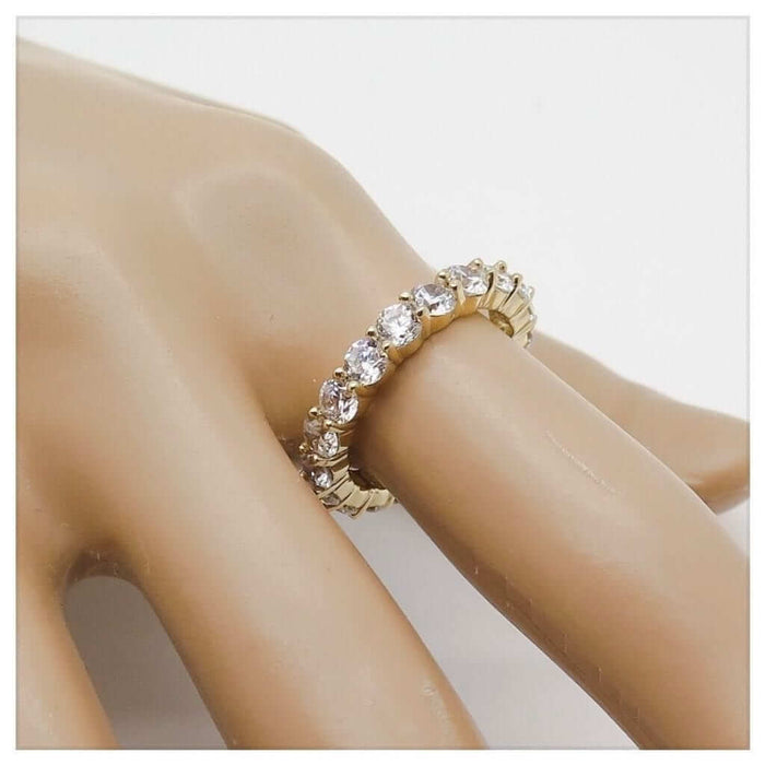 14K Yellow Gold White Gold 2.75Ct Round CZ Eternity Wedding Ring