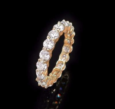 14K Yellow Gold White Gold 2.75Ct Round CZ Eternity Wedding Ring
