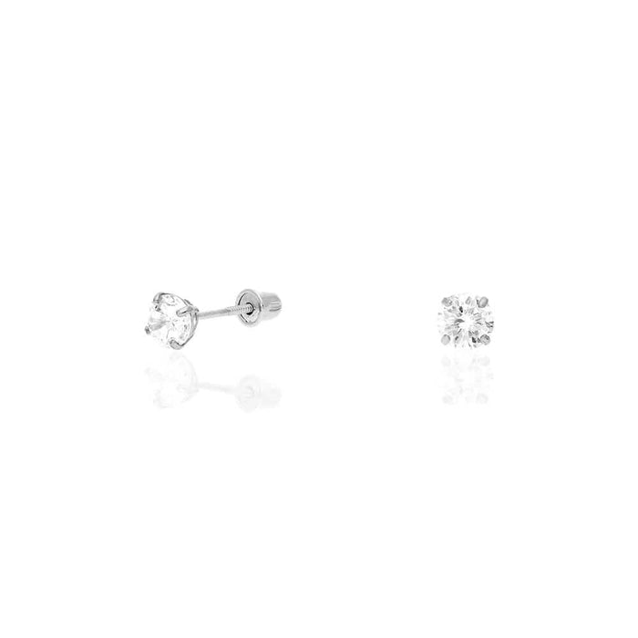 14k White Gold CZ Stud Screw Back Earrings 0.10Ct-4Ct