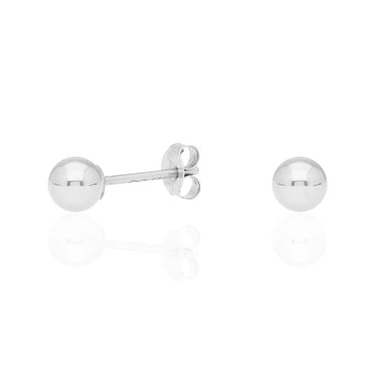 14k White Gold Ball Push Back Stud Earrings 3mm-10mm