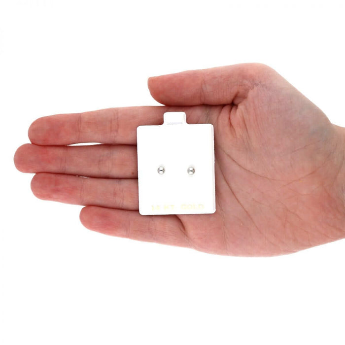 14k White Gold Ball Push Back Stud Earrings 3mm-10mm