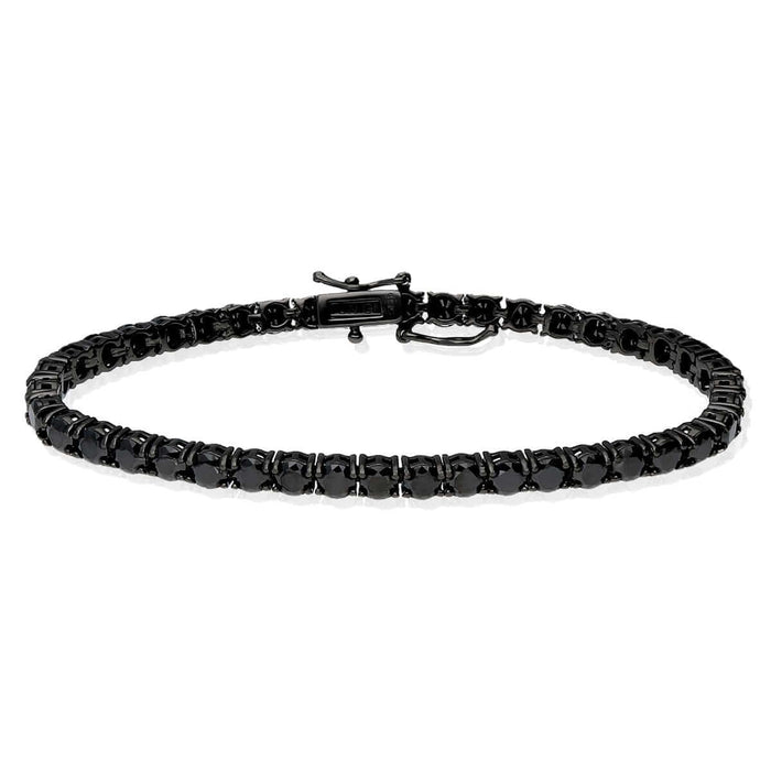 Sterling Silver 3mm 4mm 5mm 6mm Black CZ Tennis Bracelet 7.25"