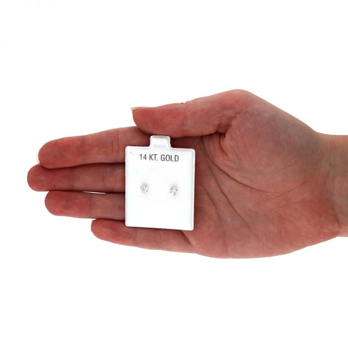 14k White Gold CZ Stud Screw Back Earrings 0.10Ct-4Ct