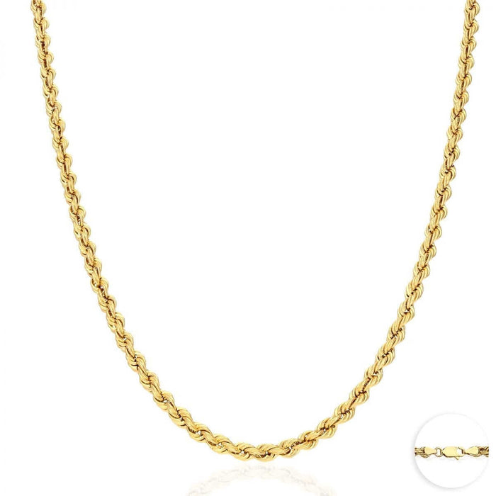 Real 10K Gold 1.8mm-9mm Rope Chain (Hollow) 16"-30"