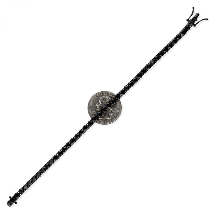 Sterling Silver 3mm 4mm 5mm 6mm Black CZ Tennis Bracelet 7.25"