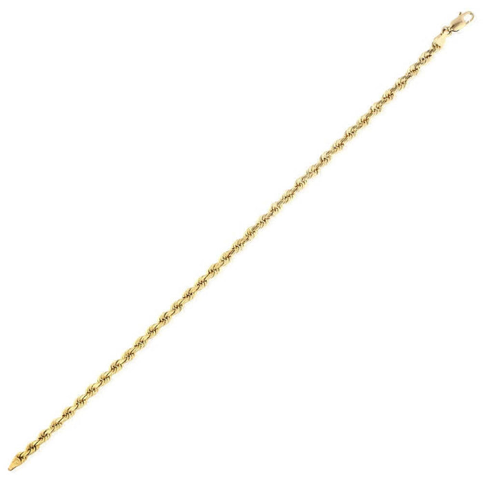 14K Yellow Gold Diamond-Cut 3mm-8mm Rope Bracelet (Solid Links) 8.5"