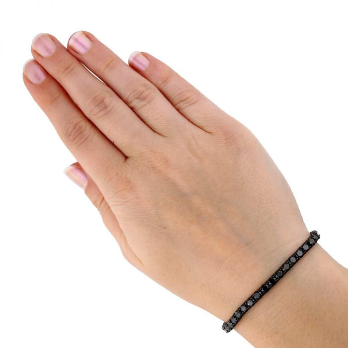 Sterling Silver 3mm 4mm 5mm 6mm Black CZ Tennis Bracelet 7.25"