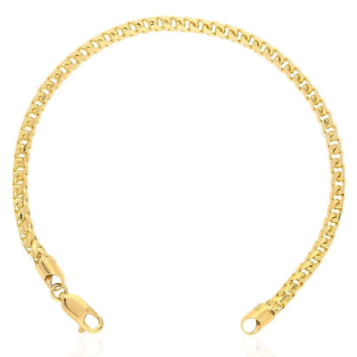14K Yellow Gold 2.7mm-4mm Franco Bracelet (Solid Links) 8"