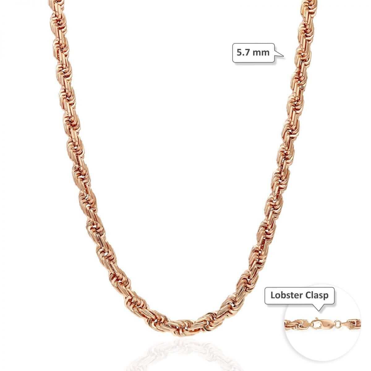10K Rose Gold 5-8mm Square Rope Chain (Hollow) 20"-26"