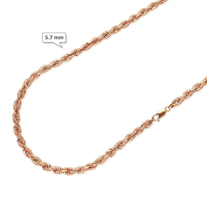10K Rose Gold 5-8mm Square Rope Chain (Hollow) 20"-26"