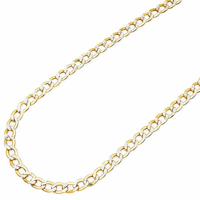 14K Two-Tone Yellow Gold 4.6mm Diamond-Cut Cuban Curb Chain (Hollow) 16"-26"