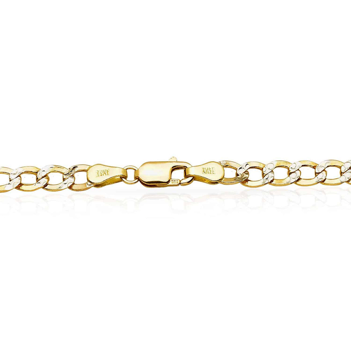 14K Two-Tone Yellow Gold 4.6mm Diamond-Cut Cuban Curb Chain (Hollow) 16"-26"