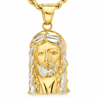 10K Yellow Gold Diamond-Cut Religious Jesus Pendant 1.1"