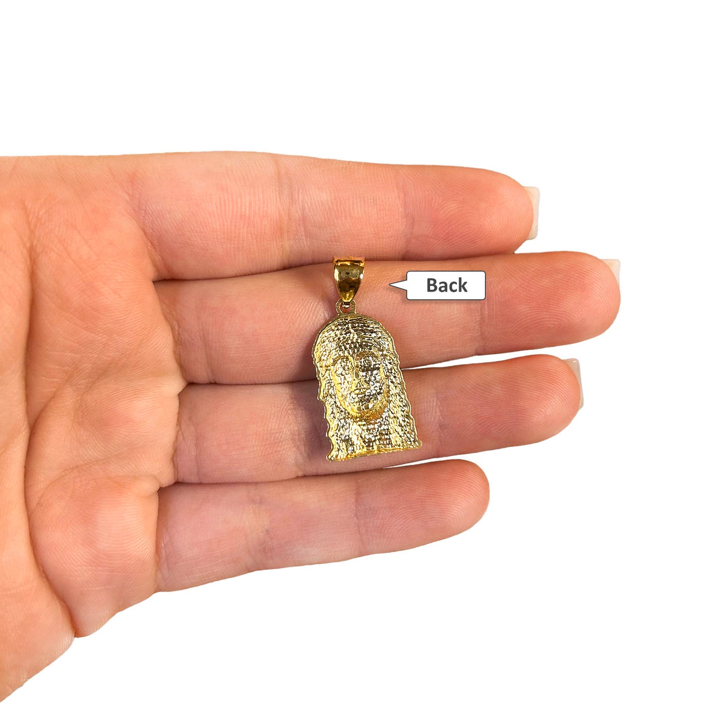 10K Yellow Gold Diamond-Cut Religious Jesus Pendant 1.1"