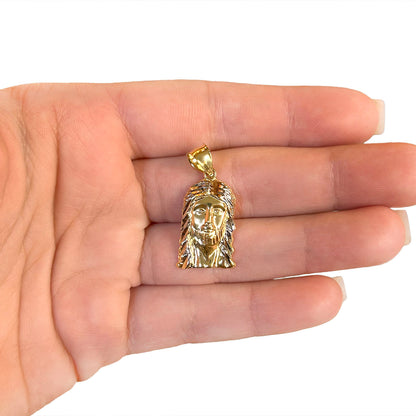 10K Yellow Gold Diamond-Cut Religious Jesus Pendant 1.1"