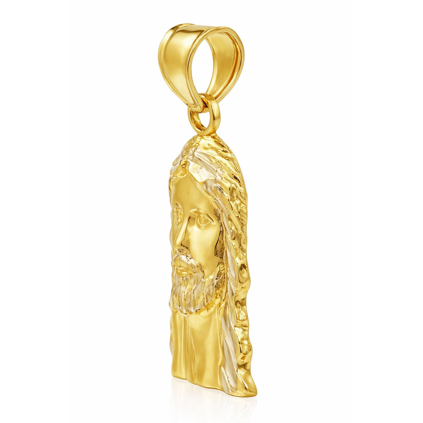 10K Yellow Gold Diamond-Cut Religious Jesus Pendant 1.1"