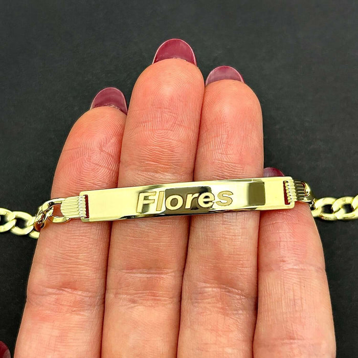 14K Yellow Gold 5.7mm Engravable Cuban Curb Personalized ID Bracelet (Hollow) 8"