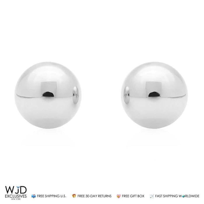 14K White Gold 6mm Ball Push Back Stud Earrings