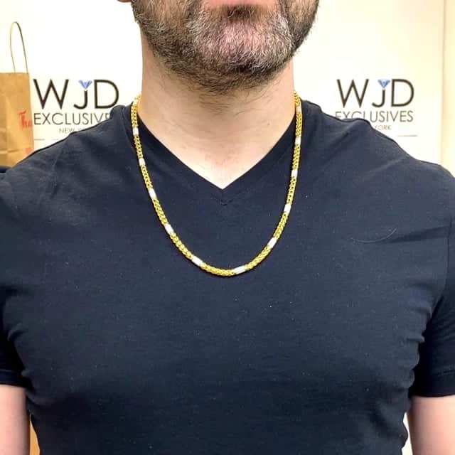14K Yellow Gold 5mm Round Franco CZ Bullet Chain (Hollow) 22"-26"