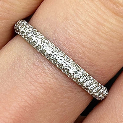 1CTW Real Diamond 18K Gold White All Around Wedding Ring Band