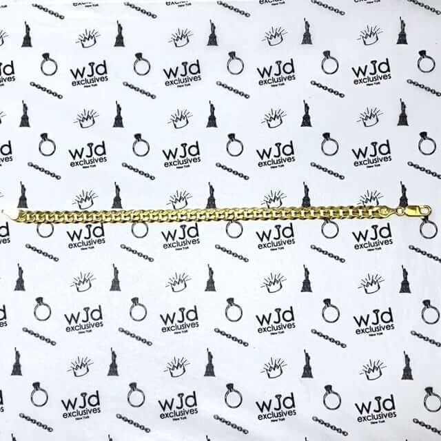 18K Yellow Gold Over Sterling Silver 6.5mm Cuban Bracelet (Solid Links) 7"-9"