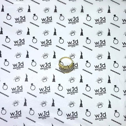 10K Gold Yellow Baguette and Round CZ Last Supper Ring