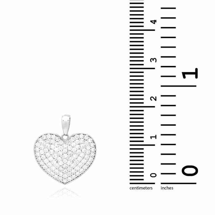 14K Yellow White Gold 1Ct Round-Cut Pave Set CZ Heart Pendant