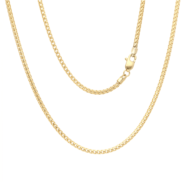 14K Yellow Gold 2mm Franco Chain (Solid Links) 22"-28"