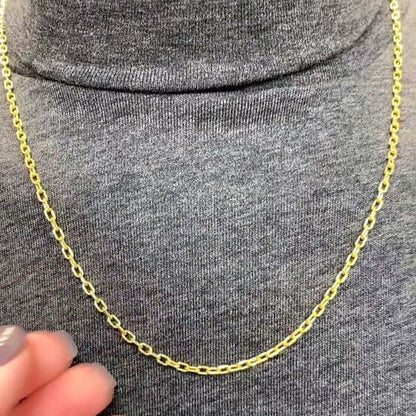 14K Yellow Gold 3mm Hollow Diamond Cut Oval Cable Chain 20" 22" 24" 26"