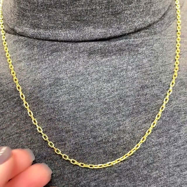 14K Yellow Gold 3mm Diamond-Cut Oval Cable Chain (Hollow) 20"-26"
