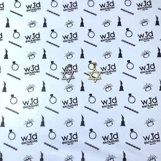 14k Gold Over Silver CZ Star of David Magen David Pendant 1"