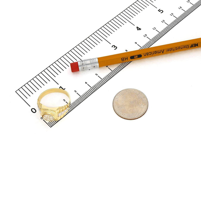 10K Gold Yellow White 0.30Ct CZ Jubilee Style Men's Signet Ring