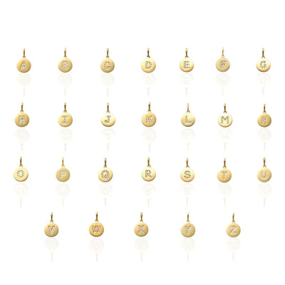 14K Gold 0.25CTW CZ Initial Letter Tag Pendant 0.67"