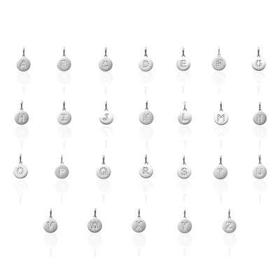 14k White Gold 0.25Ct CZ Initial Letter Tag Pendant