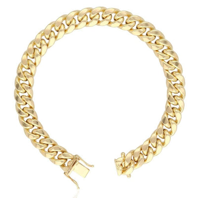 10K Gold Yellow Hollow 7.5mm Miami Cuban Men's Bracelet 8.5"
