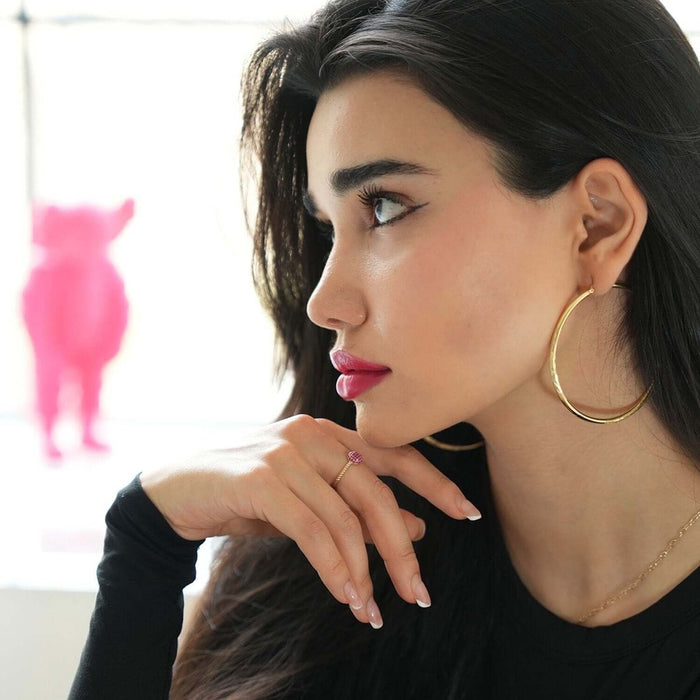 14K Yellow Gold 3mm Thick Diamond-Cut Hoop Earrings 2.7"