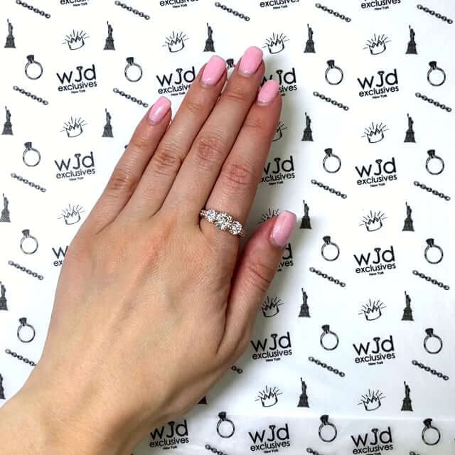 2.75CTW CZ Round 3-Stone 14K Rose Gold Engagement Ring