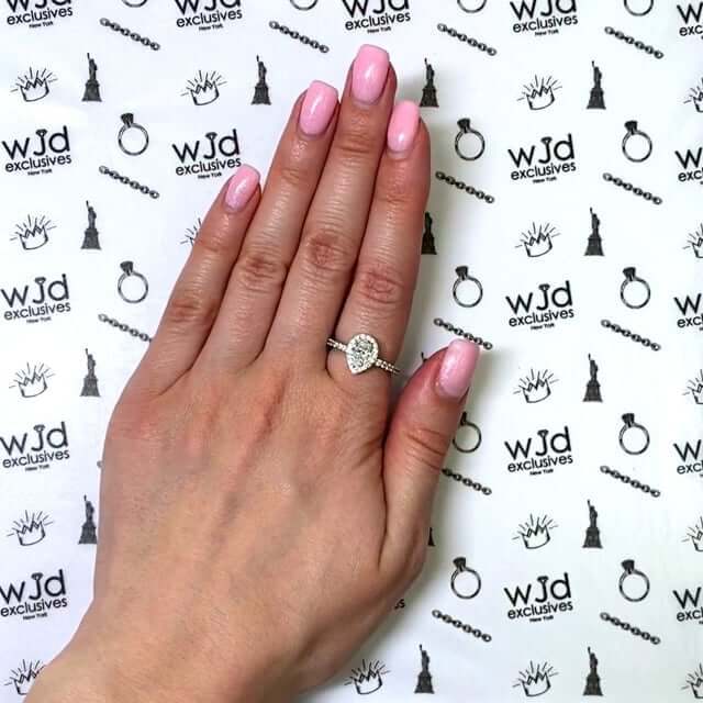 1.10CTW Pear Shaped Halo CZ 14K Gold White Engagement Ring