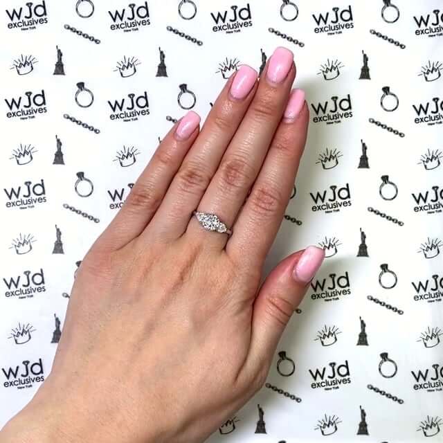 1.50CTW 3-Stone Round Heart CZ 14K Gold White Engagement Ring