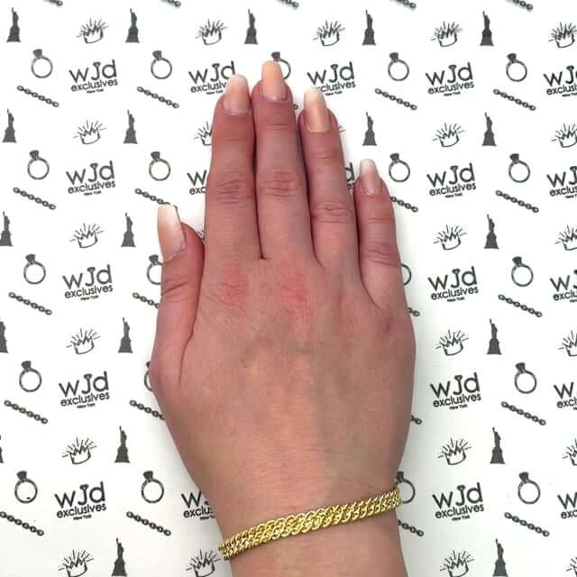 14K Yellow Gold 5.6mm 3-Row Rope Bracelet (Hollow) 7.5"
