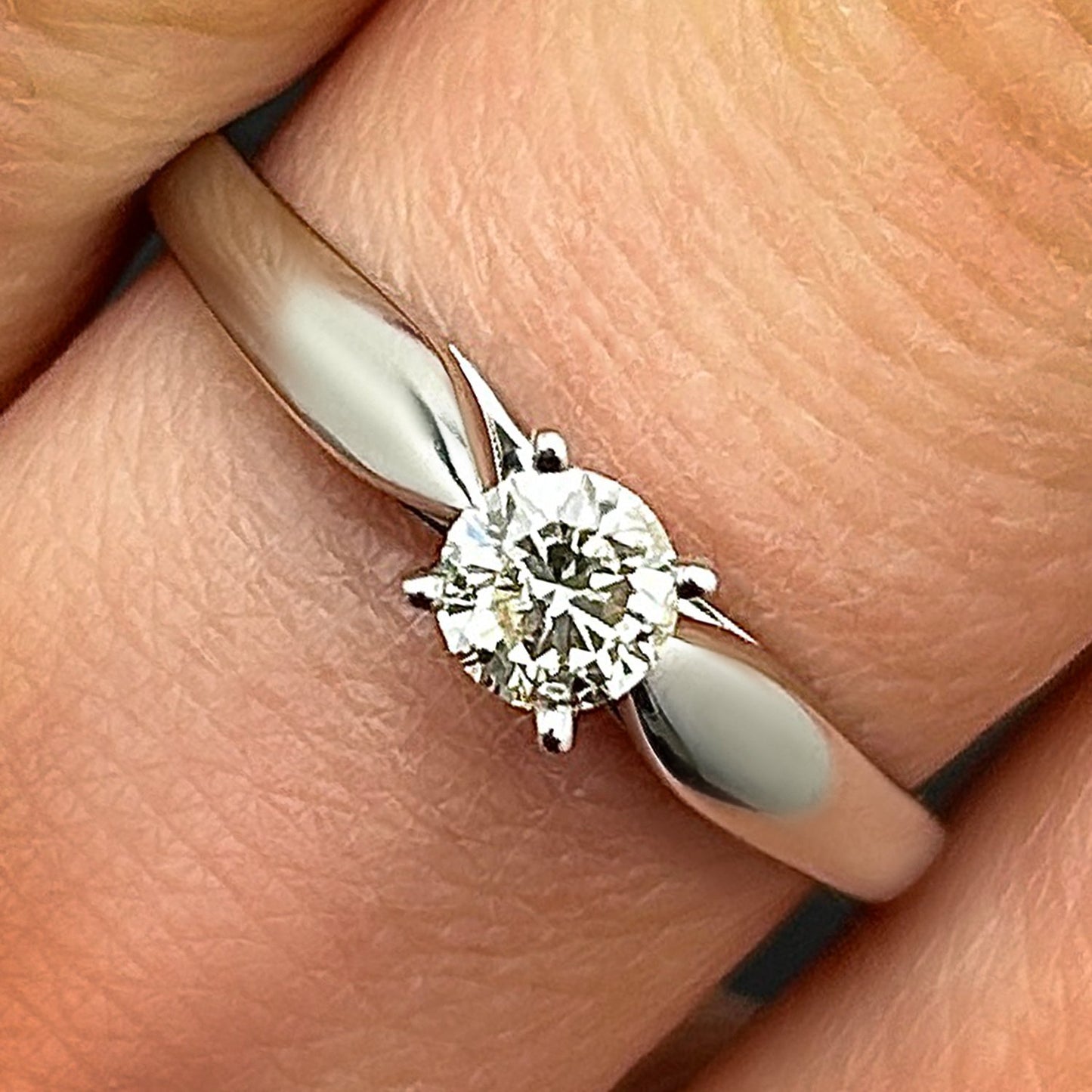0.30CT Real Diamond Round 14K Real Gold White Wedding Engagement Ring