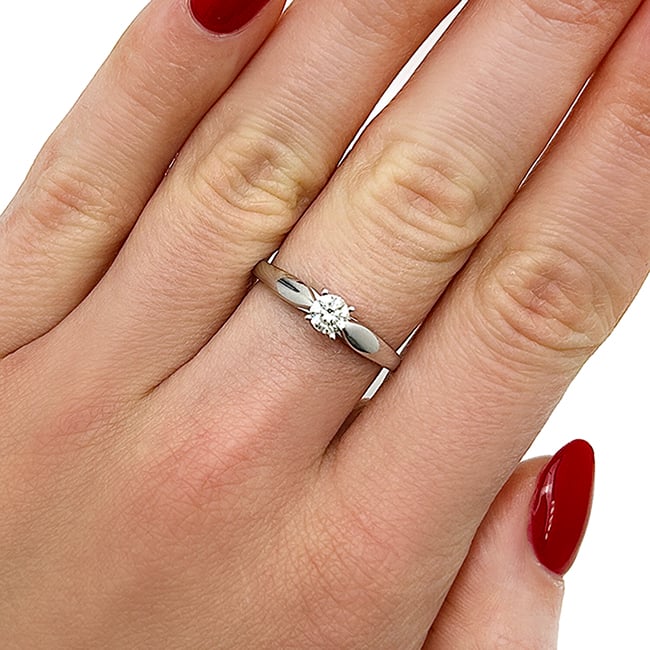 0.30CT Real Diamond Round 14K Real Gold White Wedding Engagement Ring