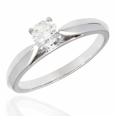 0.30CT Real Diamond Round 14K Real Gold White Wedding Engagement Ring