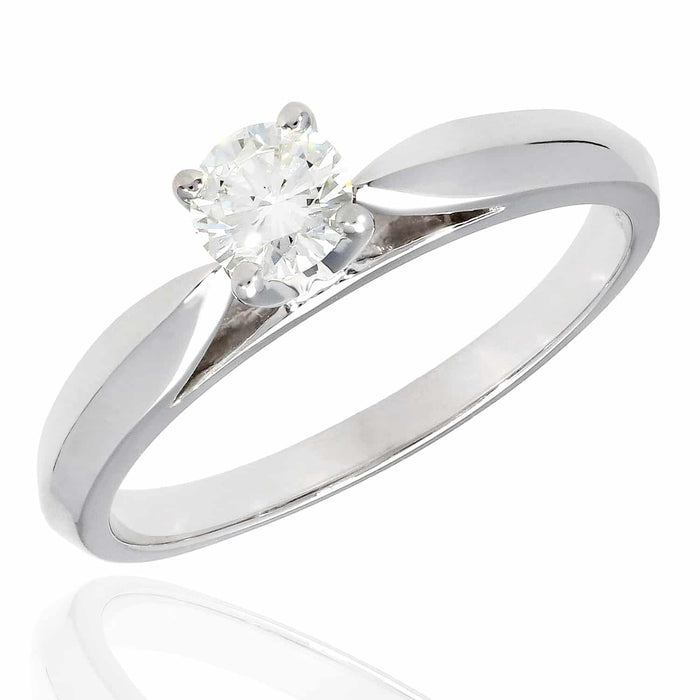 0.30CT Real Diamond Round 14K Real Gold White Wedding Engagement Ring