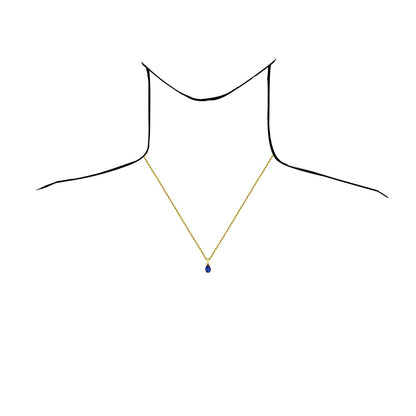 14k Yellow Gold 1.85TCW CZ & Pear Shape Blue Sapphire Pendant